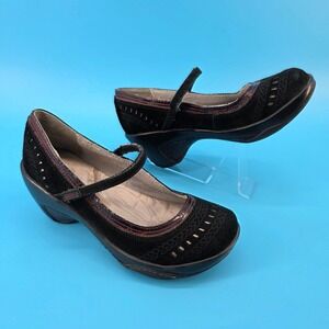 J-41 Brooklyn Black Suede Mary Jane Wedge Red Stitching KJ11BRO01 Size 6.5M